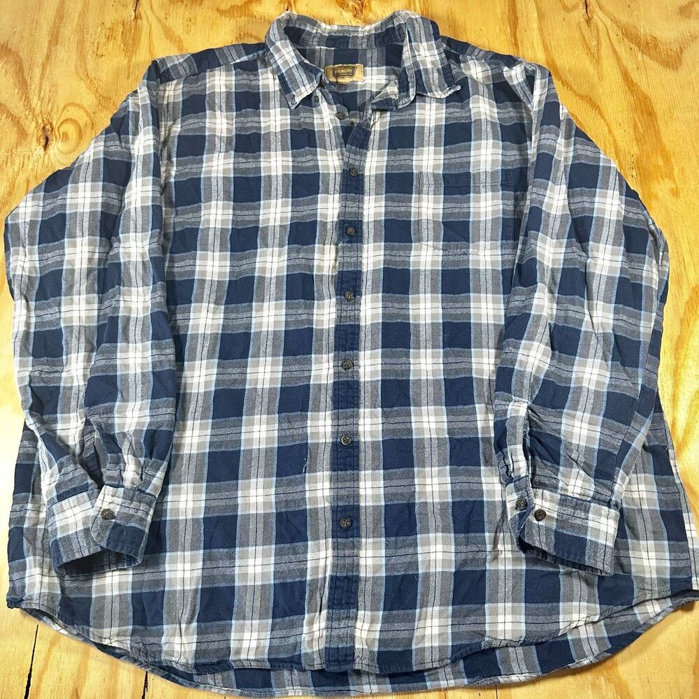 The Foundry 2XLT blue plaid flannel shirt
